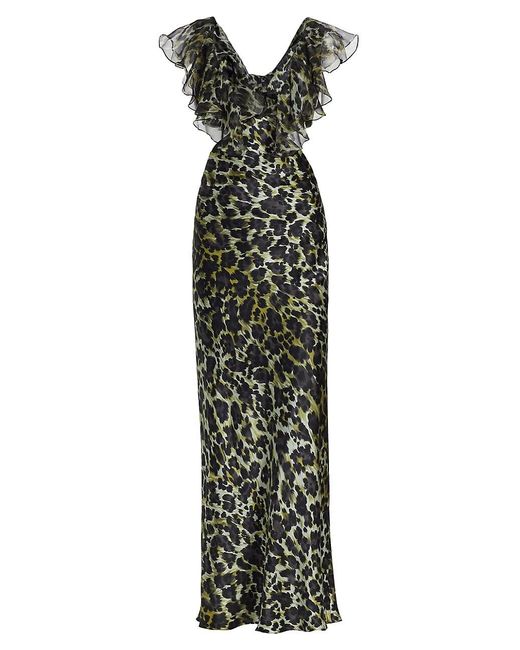 Adriana Iglesias Malia Leopard Silk Cut-out Dress in Khaki Leopard ...