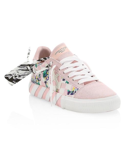 Off-White c/o Virgil Abloh Printed Checkered Canvas Vulcanized Sneakers in  Pink | Lyst