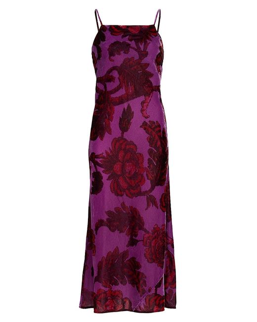 RHODE Jemima Velvet Slip Dress in Purple | Lyst