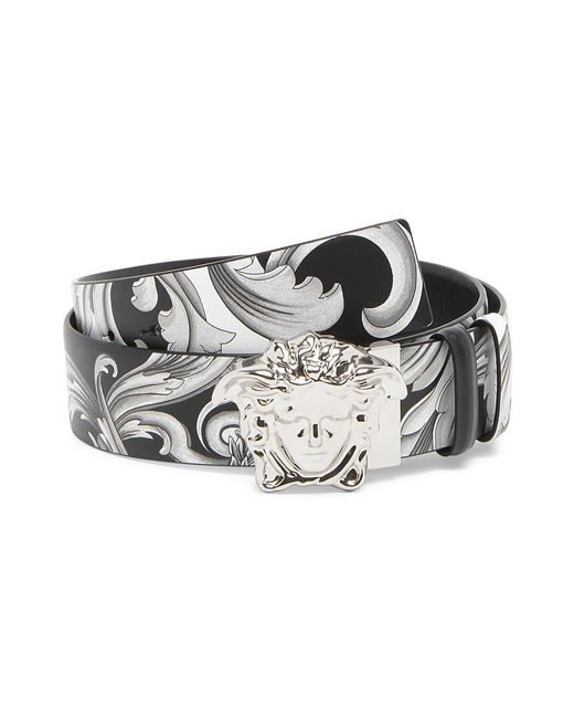 Versace Leather Medusa Buckle Barocco Belt in Black White (Black) for ...