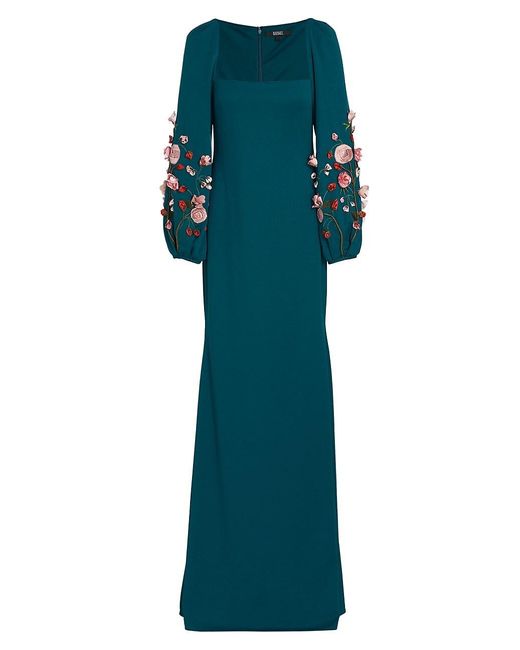 badgley mischka puff sleeve gown
