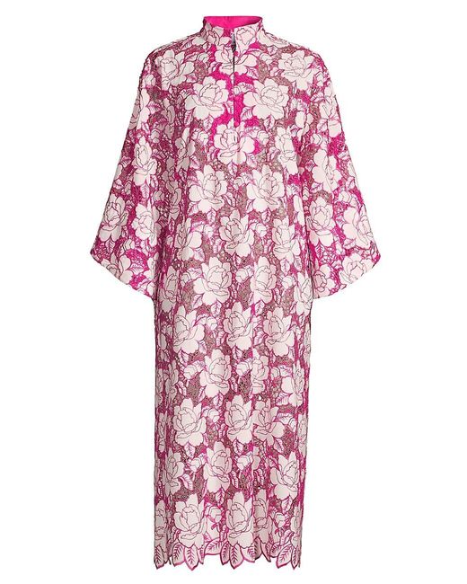 La Vie Style House Floral Lace Caftan Maxi Dress in Pink | Lyst