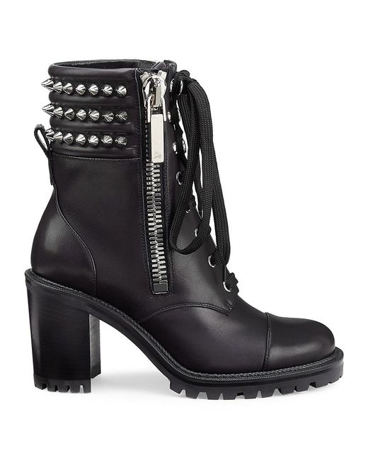 Christian Louboutin Winter Spiked Leather Combat Boots in Black | Lyst