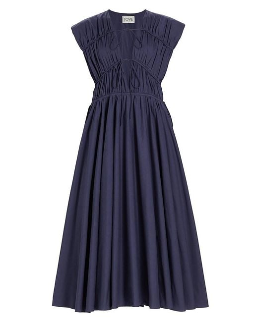 TOVE Ceres Organic Cotton Midi-dress in Navy (Blue) | Lyst