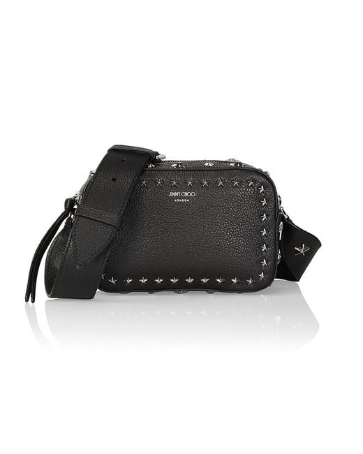 Jimmy Choo Pegasi Studded Leather Camera Bag in Black Silver (Black) | Lyst