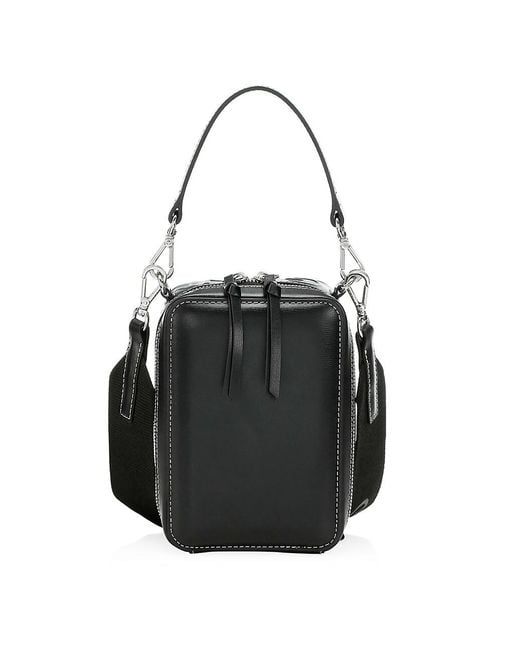 Ganni Banner Logoembossed Leather Crossbody Bag in Black Lyst