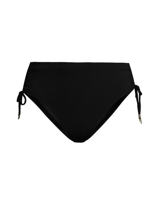 Robin Piccone Aubrey High-rise Drawstring Bikini Bottom in Black | Lyst