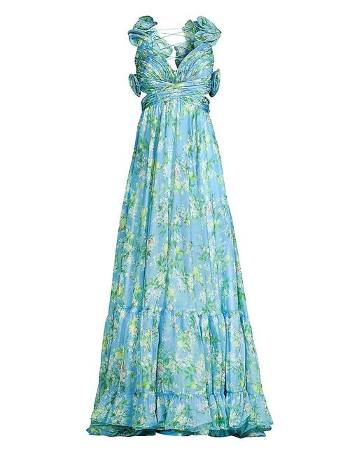 Mac Duggal Ieena Floral Chiffon Gown in Blue | Lyst