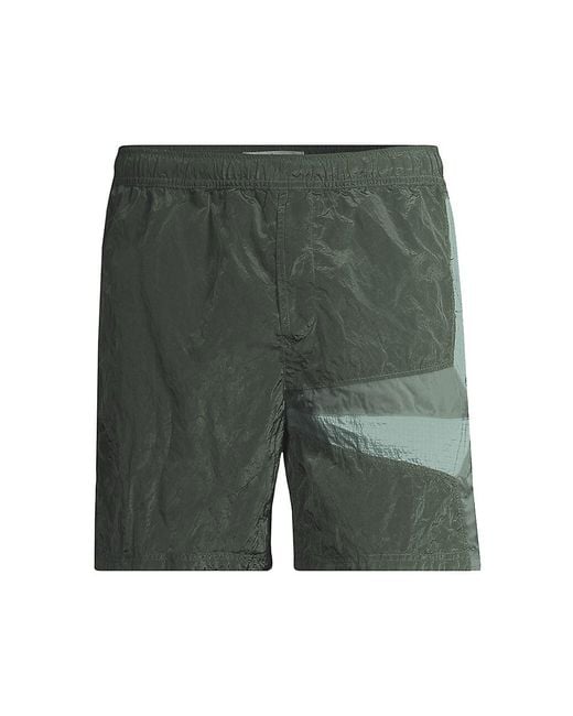Stone Island Cotton Geometric Compass Swim Shorts in Green for Men Lyst