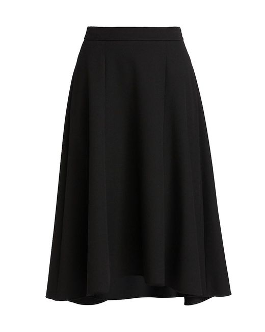 Piazza Sempione Synthetic Woven Gabardine Midi Skirt in Black | Lyst