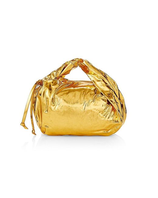 Dries Van Noten Metallic Leather Twist Handbag in Yellow | Lyst