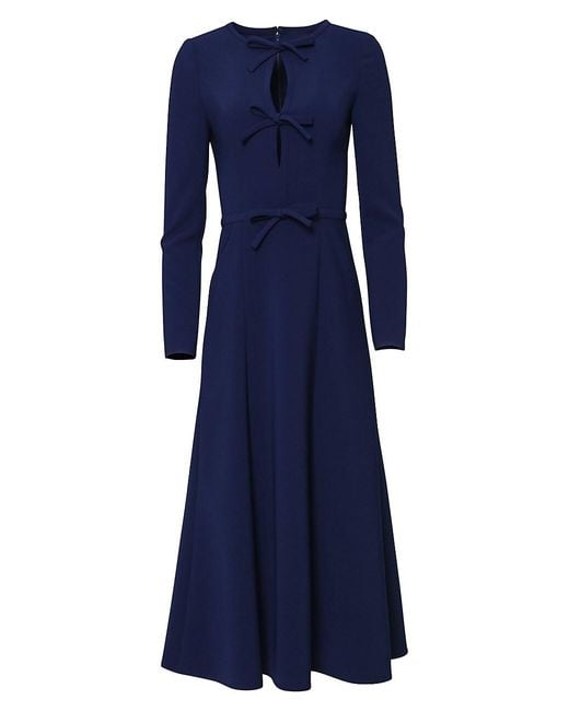 Carolina Herrera Synthetic Icon Triple Bow Midi-dress in Midnight (Blue ...