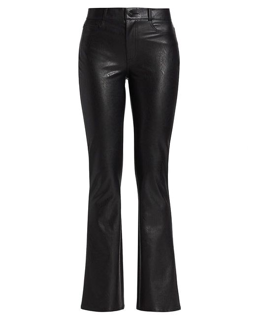 PAIGE Manhattan Boot-cut Faux Leather Pants in Black | Lyst