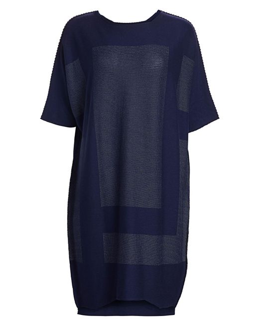 Issey Miyake Cotton Rusk Shift Dress in Navy (Blue) - Save 30% - Lyst