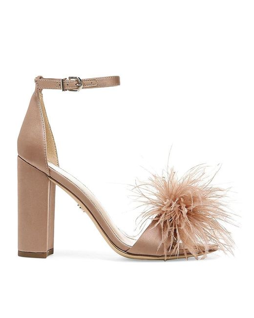 Sam Edelman Yaro Satin Feather Sandals Lyst
