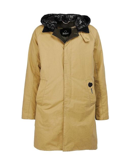 Barbour X Moncler Hooded Cotton Raincoat in Khaki (Natural) for Men | Lyst