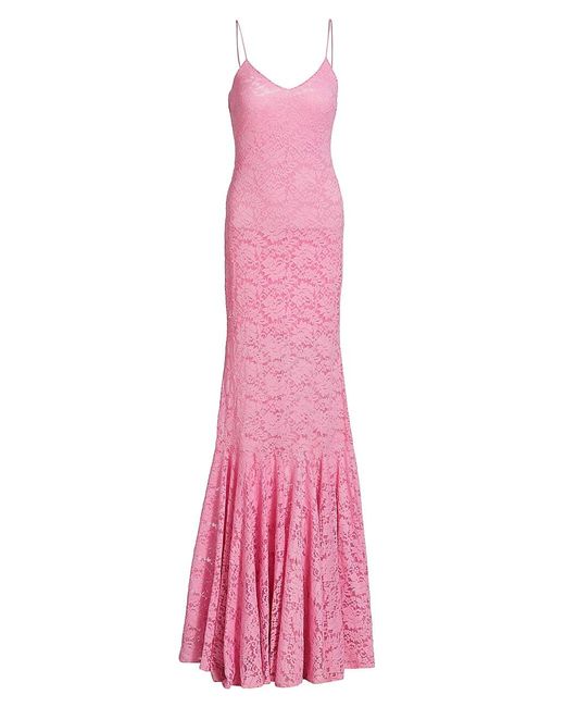 Caroline Constas Morgana Floral Lace Mermaid Gown in Pink | Lyst