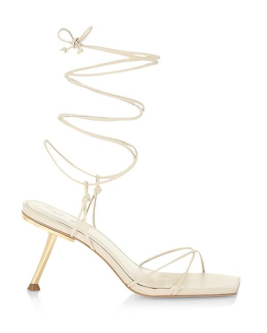 Cult Gaia Sanam Leather Lace-up Sandals in White | Lyst