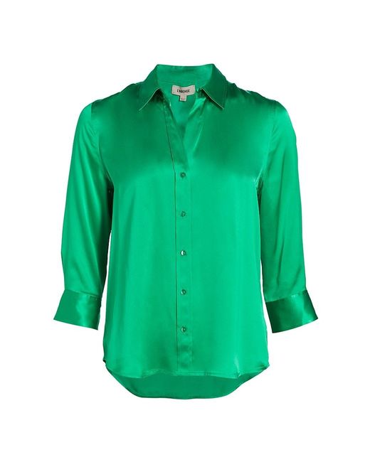 L'Agence Dani Three-quarter Sleeve Silk Blouse in Jade (Green) | Lyst