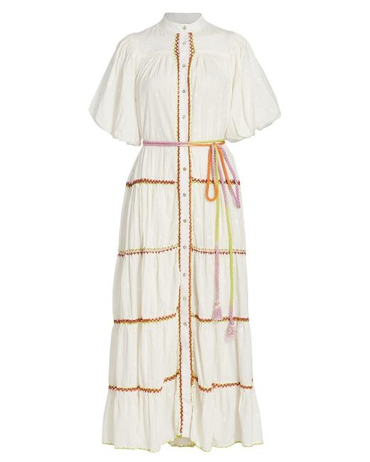 ALÉMAIS Cotton Giselle Tiered Crochet Midi Dress in White | Lyst