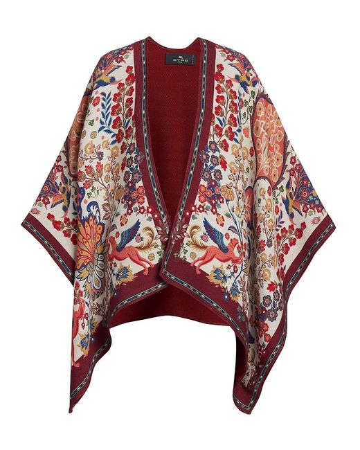 Etro Paisley Wool-blend Cape in White | Lyst
