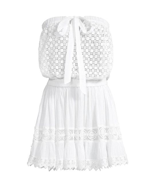 Ramy Brook Cotton Lizzie Strapless Embroidered Minidress in White | Lyst