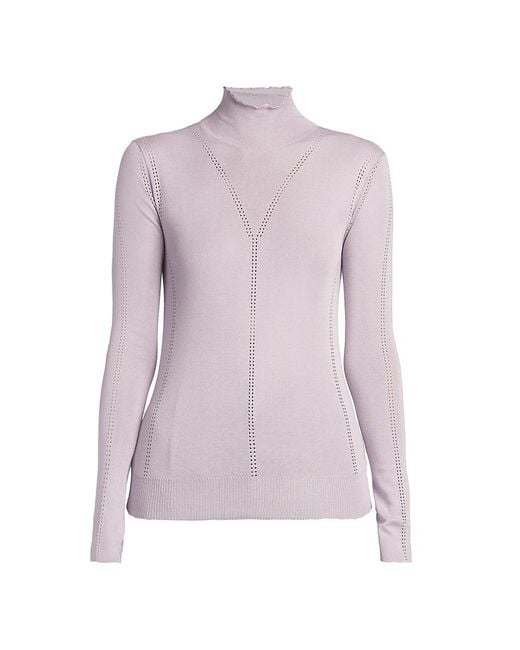 Bottega Pointelleknit Silk Turtleneck Top in Mauve (Purple) Lyst