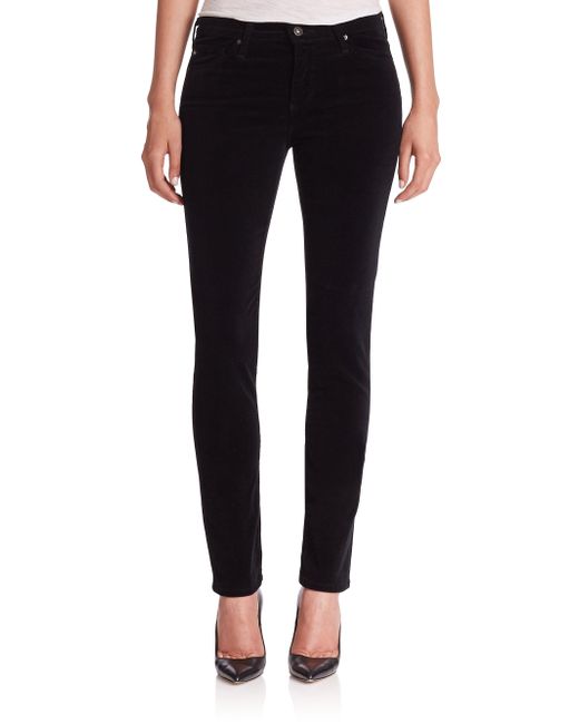 Lyst - Ag Jeans Prima Mid-rise Corduroy Cigarette Jeans in Black