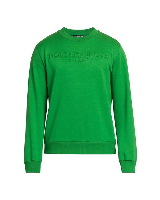 Dolce & Gabbana Cotton Logo Crewneck Sweater in Green for Men | Lyst