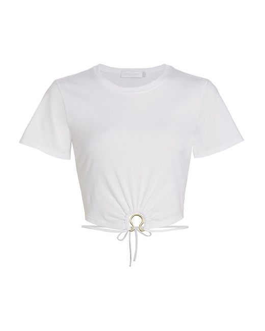 Jonathan Simkhai Jayden Cotton T-shirt in White | Lyst