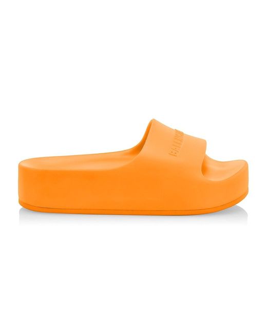 Balenciaga Mono Logo Platform Pool Slides in Orange Lyst