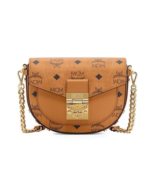 MCM Leather Mini Patricia Round Crossbody Bag In Visetos Lyst