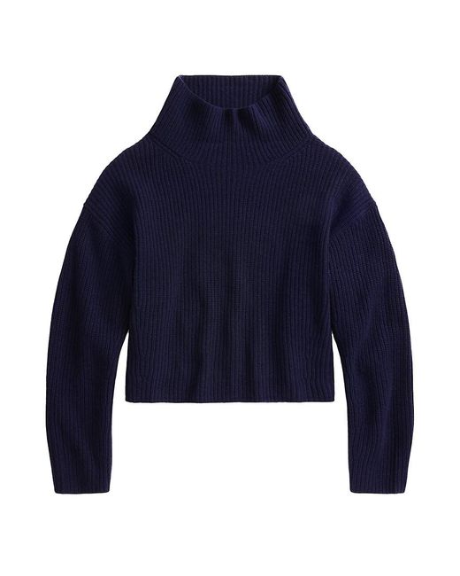 Polo Ralph Lauren Cashmere Ribbed Mock Turtleneck Sweater in Blue | Lyst