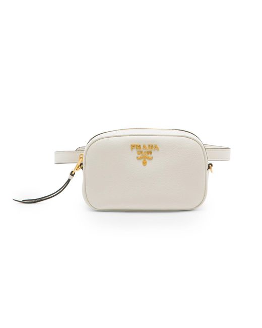 Prada Diano Leather Convertible Belt Bag in White - Lyst