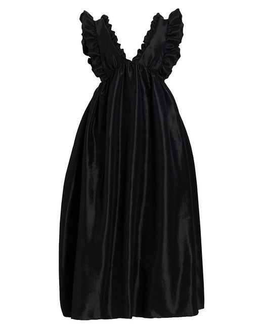 Kika Vargas Tatiana Ruffled Taffeta Dress in Black | Lyst