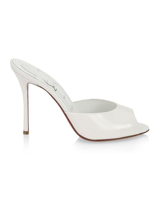 Christian Louboutin White Me Dolly 100 Patent Leather Mules