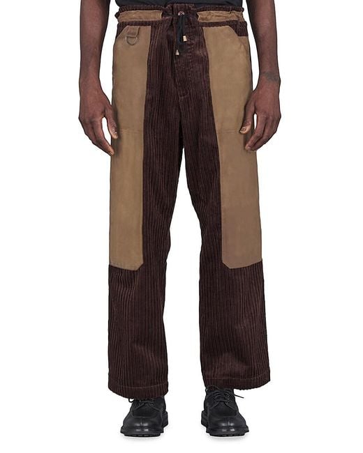 Nicholas Daley Pull Cord Panelled Corduroy Pants In Chocolate Brown For Men Lyst