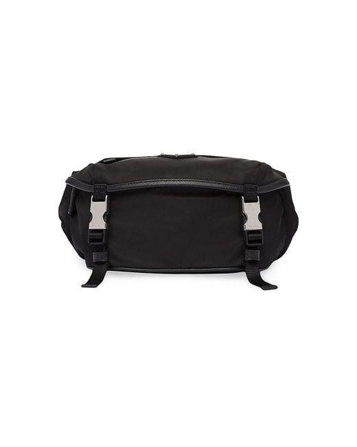 Prada Re-Nylon and Saffiano Leather Shoulder Bag Black in Fabric