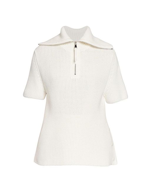 Moncler Quarter Zip Knit Top In White Lyst