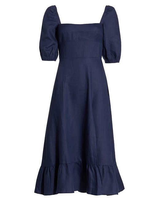Reformation Belgium Puff-sleeve Midi-dress in Blue | Lyst