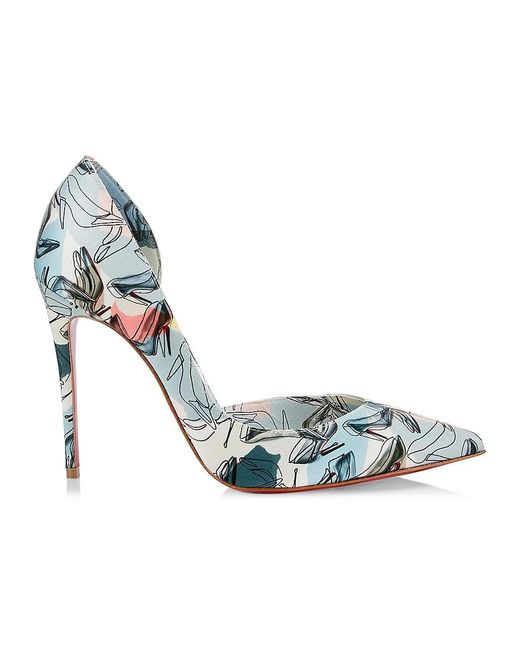 Christian Louboutin Iriza 100 Silk Printed Pumps in Blue Lyst
