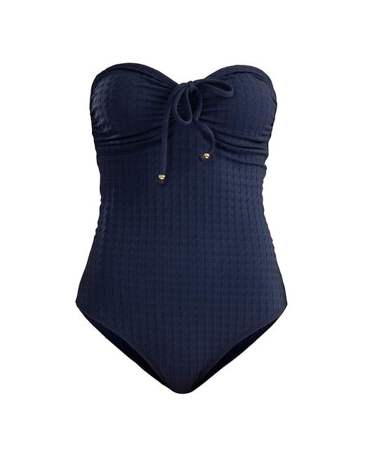 Shoshanna Textured Strapless Onepiece Swimsuit in Blue Lyst