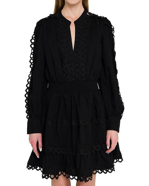 Endless Rose Lace Trim Mini Dress in Black Lyst