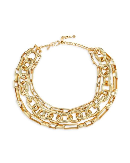 Jay Lane Threerow 18k Goldplated Multi Chainlink Necklace in