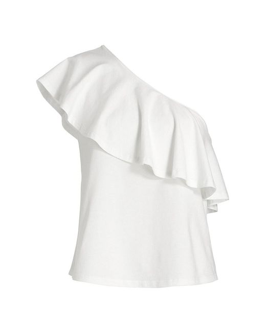 AMUR Cotton Femi One-shoulder Top in White | Lyst