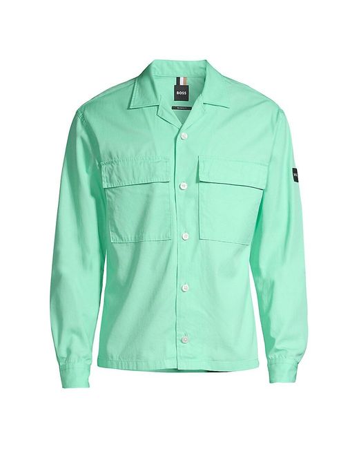 BOSS by HUGO BOSS Cotton Naldo Shacket in Pastel Green (Green) for Men Lyst