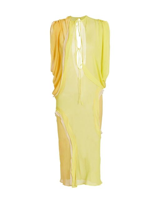 Christopher Esber Silk Draped Dress in Yellow | Lyst