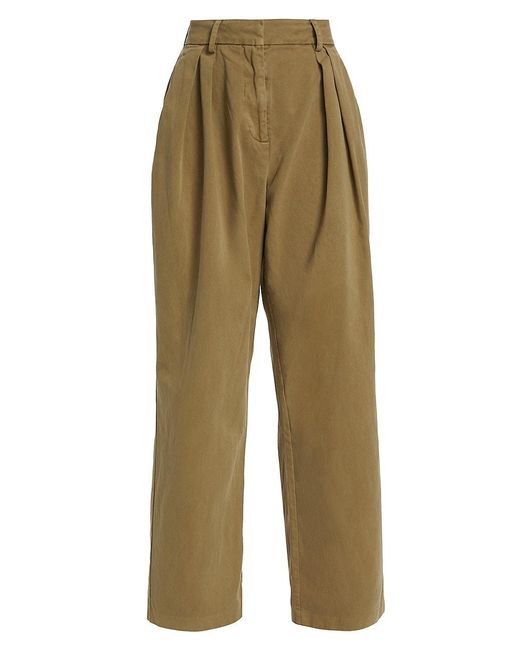 STAUD Luisa Cotton Wideleg Pants in Natural Lyst