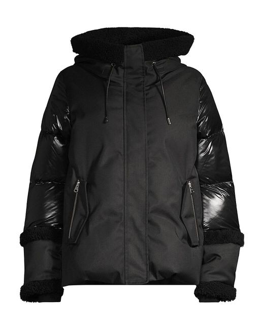 Mackage Synthetic Cyrah Arctic Twill & Shearling Jacket in Black | Lyst