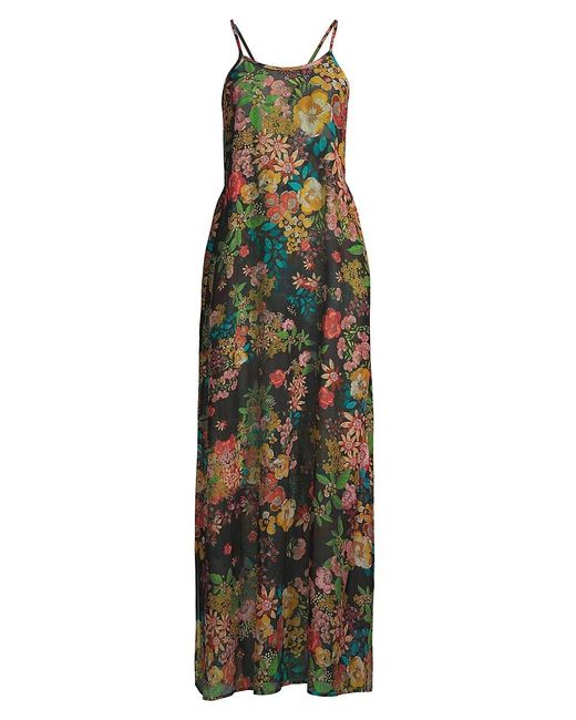Johnny Was Floral Strappy Maxi Dress in Green | Lyst